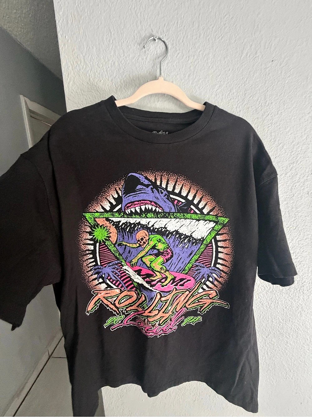 Rolling Loud Miami 2024 Shark Surfer Graphic T-Shirt Graphic Short Sleeve Tee in